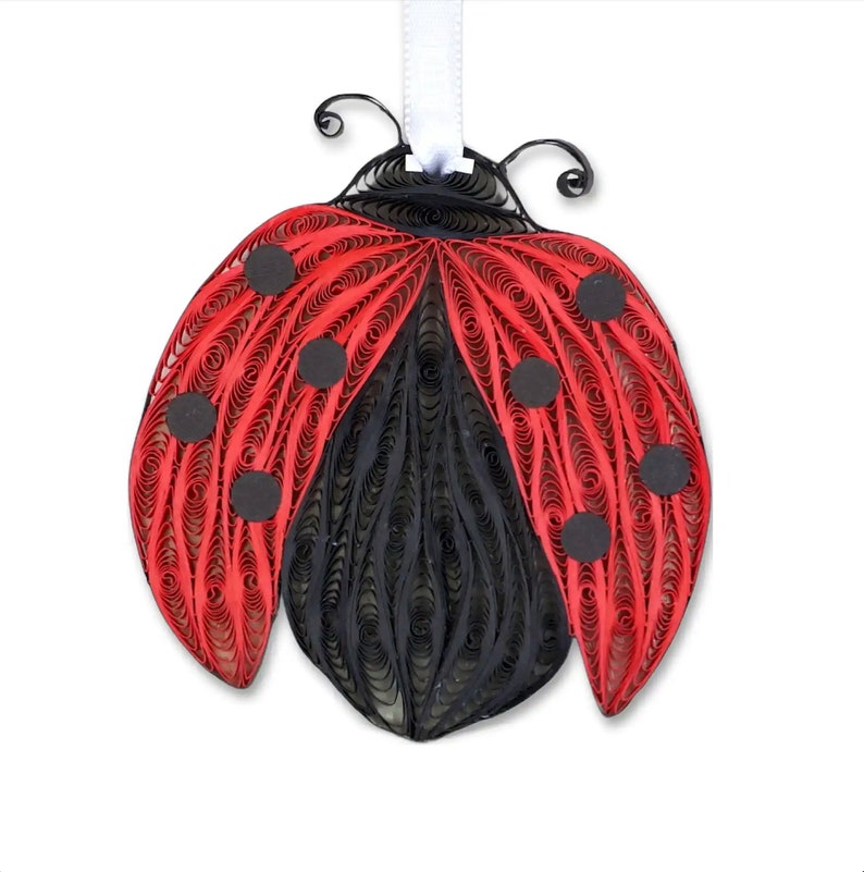 Ladybug Ornament, Handmade Paper Ladybug Ornament, Eco-Friendly Gift for Ladybug Lovers, Unique Holiday Ladybug Decoration